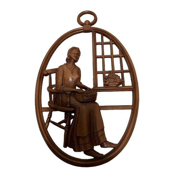 Syroco Wall Hanging Art Plaques Mid Century MCM Pilgrims John and Priscilla - Picture 3 of 10